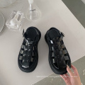 Summer British Shoes Roman shoes Flats Platform Breathable Soft Leather Casual Open Toe Thick Bottom Wedges Women Sandals